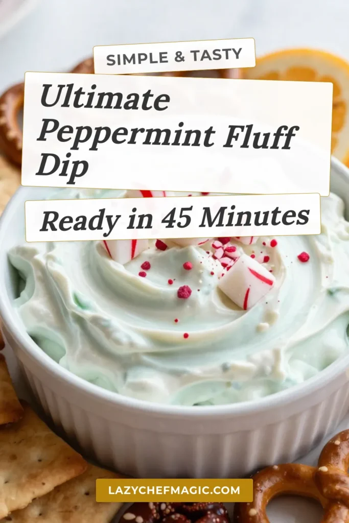 Indulge in this festive peppermint fluff dip, the perfect holiday party dip that will wow your guests! This peppermint dessert recipe combines creamy marshmallow dip with crushed peppermint candies for a delightful treat that&rsquo;s easy to make. Serve it with graham crackers, pretzels, or fresh fruit for a fun snack. Don't miss out on this fluffy, creamy delight&mdash;save the recipe now! #PeppermintFluffDip #HolidayPartyDip #FestiveDipRecipes #PeppermintDessertRecipe