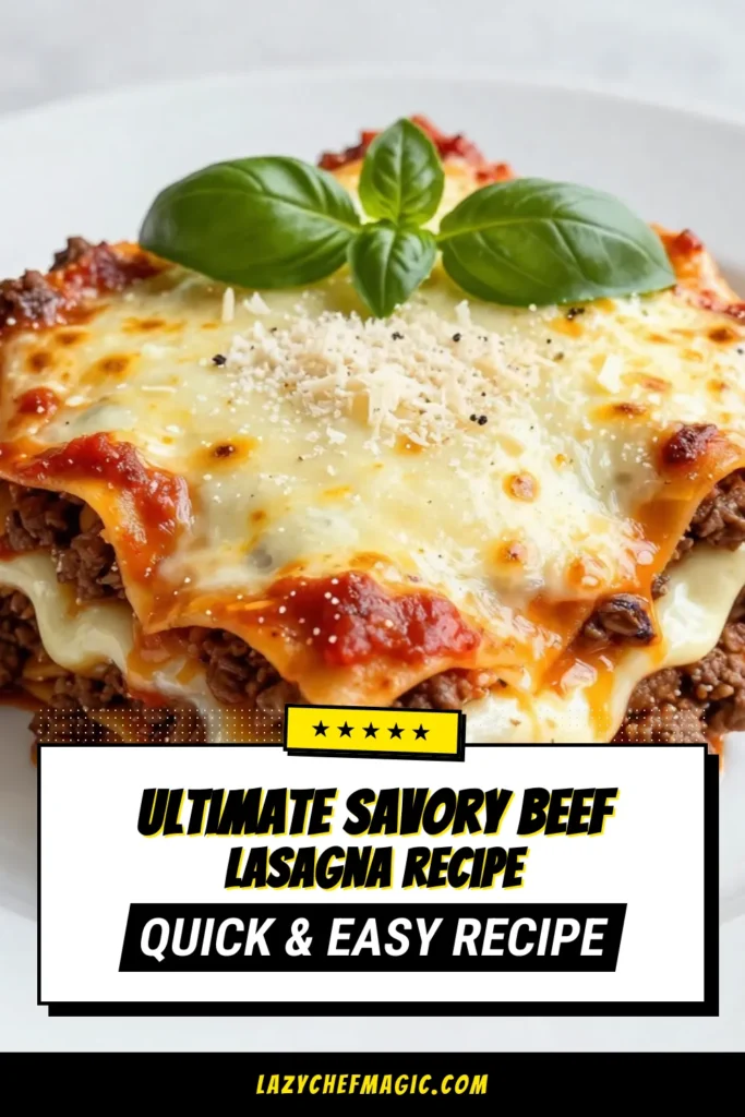 Indulge in the ultimate comfort food with this Classic Beef B&eacute;chamel Lasagna! This savory beef lasagna features layers of succulent ground beef, creamy b&eacute;chamel sauce lasagna, and rich ricotta for a cheesy beef lasagna that delights every palate. Perfect for family gatherings, this homemade lasagna recipe will become a go-to for any Italian dinner. Dive into this delicious Italian lasagna with ricotta today! Save and share your culinary delight! #SavoryBeefLasagna #B&eacute;chamelSauceLasagna #HomemadeLasagnaRecipe #CheesyBeefLasagna