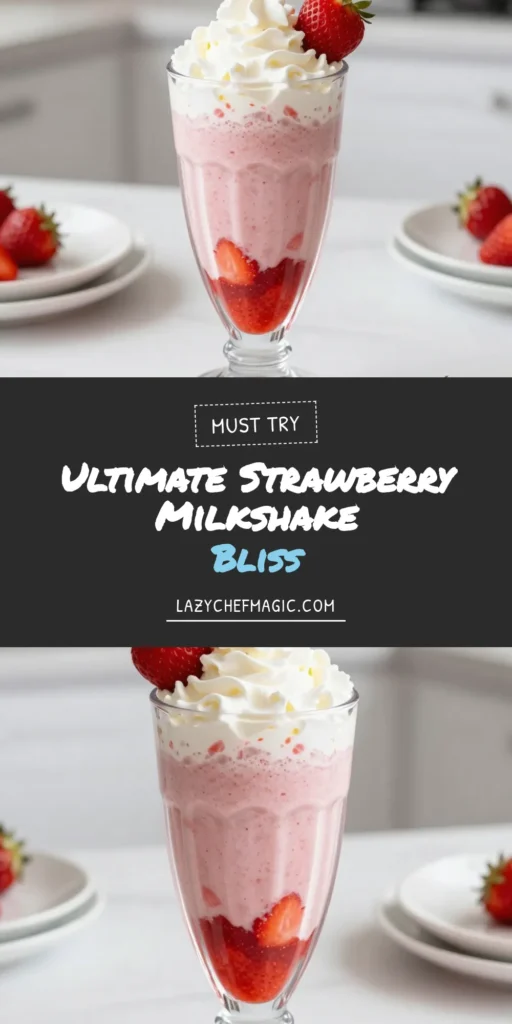 Indulge in the deliciousness of a classic strawberry milkshake! This simple strawberry milkshake recipe features fresh strawberries blended with rich vanilla ice cream and creamy milk for a delightful treat. Perfect for a hot day, this easy strawberry milkshake is a must-try. Whip up your homemade milkshake with strawberries today and impress your friends! Save this vanilla ice cream milkshake recipe for later! #StrawberryMilkshake #MilkshakeRecipe #HomemadeTreats #SummerDrinks