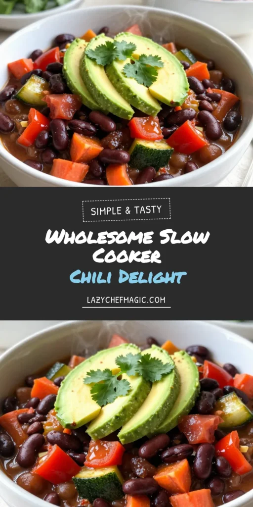Discover the ultimate vegetarian crockpot chili that&rsquo;s both hearty and healthy! This easy chili recipe combines black beans, kidney beans, corn, and a medley of vibrant vegetables for a delicious plant-based chili recipe your family will love. Perfect for busy days, this healthy slow cooker chili is packed with flavor and nutrition. Enjoy comforting meals with minimal effort. Try it today and save for later! #VegetarianChili #SlowCookerRecipes #ChiliRecipe #PlantBasedCooking