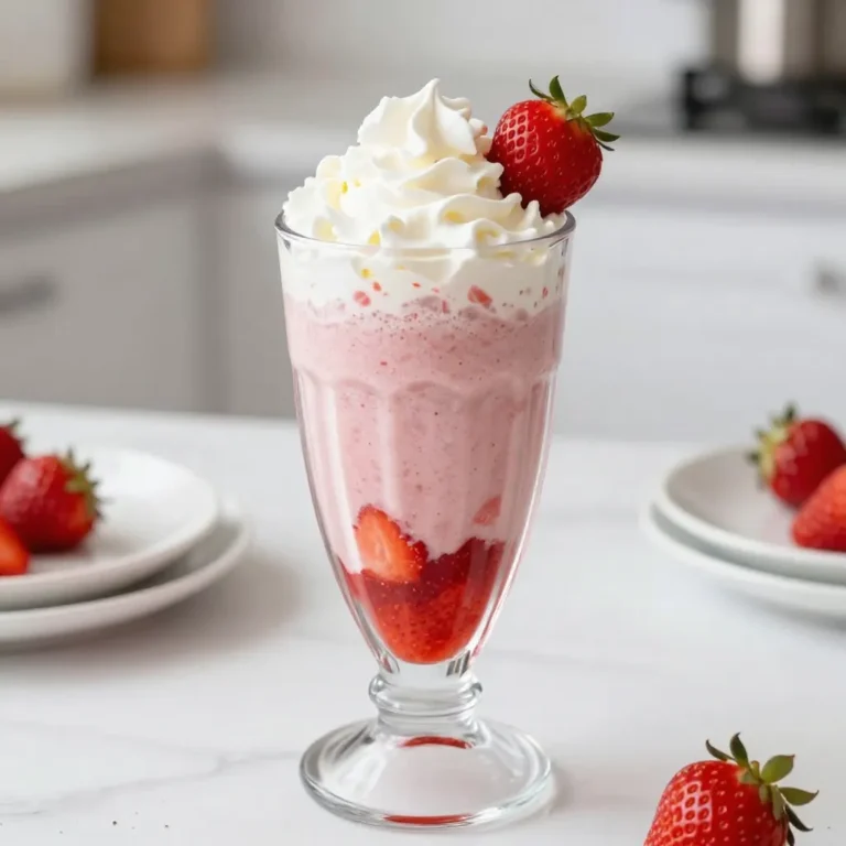 For this classic strawberry milkshake, you need 2 cups of fresh strawberries. Make sure to hull and slice them. Fresh strawberries give the best flavor and sweetness. Look for bright red berries with no soft spots. This ensures your milkshake tastes great! Choose 2 cups of rich vanilla ice cream for a creamy texture. Vanilla ice cream pairs well with strawberries. You can try different brands to find your favorite. The creaminess of the ice cream adds a rich taste to your milkshake. Use 1 cup of whole milk to blend everything smoothly. Whole milk gives a nice, thick feel. You can adjust the sweetness with 2 tablespoons of honey or sugar. Taste as you go! You might want a bit more if you like it sweeter. Also, adding 1 teaspoon of vanilla extract enhances the flavor. This extra step makes your milkshake extra special! {{ingredient_image_2}} Start by washing the strawberries well. This step is key for taste and safety. Next, hull the strawberries. This means removing the green tops. After that, slice them into smaller pieces. Place the sliced strawberries in your blender. Fresh strawberries give the best flavor. Now it’s time to mix everything. Add the vanilla ice cream to the blender. Then, pour in the whole milk. Next, add honey or sugar. The sweetener helps balance the tartness of the strawberries. Finally, add the vanilla extract for extra flavor. Blend on medium speed until smooth. After blending, check the thickness. If it’s too thick, add a splash of milk. Blend again until you reach your desired creaminess. Taste the milkshake to see if it’s sweet enough. If not, add more honey or sugar. Blend briefly to mix in the sweetener. This step makes sure every sip is perfect. Select ripe, bright red strawberries. Look for berries that are firm, not mushy. Fresh strawberries have the best flavor. If they smell sweet, they are likely ripe. Avoid berries with green or yellow spots. These may not taste as good. To get a smooth milkshake, blend well. Start at medium speed until the mixture is creamy. If it’s too thick, add a little more milk. Blend again until you reach the right consistency. You want it thick but drinkable. If it feels grainy, blend longer. This will make it silky. You can change the taste with simple additions. Try adding a tablespoon of chocolate syrup for a twist. A bit of mint extract can add a refreshing flavor. For a richer taste, use chocolate ice cream instead of vanilla. You can also mix in other fruits like bananas or blueberries. Each option gives a unique spin to this classic treat. Pro Tips Freshness Matters: Always use the freshest strawberries available for the best flavor. Look for strawberries that are bright red, firm, and fragrant. Chill Your Glasses: For an extra refreshing experience, chill your glasses in the freezer for about 15 minutes before serving the milkshake. Experiment with Sweeteners: Feel free to substitute honey or sugar with other sweeteners like maple syrup or agave nectar for a unique twist on sweetness. Blend in Other Fruits: If you're feeling adventurous, try blending in other fruits like bananas or blueberries for a delicious flavor combination. {{image_4}} You can easily swap ingredients to make a vegan version. Use plant-based ice cream instead of regular ice cream. Almond milk or oat milk can replace whole milk. For sweetness, agave syrup works well in place of honey. This way, everyone can enjoy a tasty milkshake. You can add more fun flavors to your milkshake. Chocolate syrup gives a rich twist. Just drizzle it into the blender with the other ingredients. Fresh mint leaves add a refreshing touch. You can also try a splash of coconut extract for a tropical vibe. Mix and match to find your favorite flavor! While vanilla is classic, feel free to explore. Strawberry ice cream makes for a berry-packed treat. Chocolate ice cream creates a rich, dessert-like experience. Even coffee ice cream can add a unique kick. Just remember that each ice cream flavor changes the overall taste, so choose what you love! If you have leftover milkshake, store it in a sealed container. Place it in the fridge for up to 24 hours. Milkshakes taste best fresh, but you can enjoy them later. Just remember to give it a good shake before drinking. This helps mix everything again, as it may separate. You can freeze your milkshake for a cool treat later. Pour the milkshake into an ice cube tray or a freezer-safe container. Cover it well to prevent freezer burn. It will last for about one month. When you want to enjoy it, let it thaw in the fridge. Or blend the frozen chunks with a little milk to make it creamy again. Milkshakes are best cold, not hot. If you want to warm it slightly, do so gently. Place it in a bowl of warm water for a few minutes. Avoid using the microwave, as it can change the texture. Always blend it again after warming to bring back the smoothness. Yes, you can make a strawberry milkshake without ice cream. Use frozen strawberries instead. Blend them with milk and a sweetener. You can also add yogurt for creaminess. This will still give you a smooth and tasty treat. To thicken your milkshake, try adding more ice cream. You can also use less milk. Blend in a banana or some oats. These items will make the shake thicker without losing flavor. Just remember to blend until you hit the right texture. You can use many fruits in a milkshake. Bananas, blueberries, and mangoes are great options. Each fruit brings its own unique taste. You can mix and match for fun flavors. Just keep the base of milk and sweetener the same for best results. In this post, we explored how to make a delicious strawberry milkshake. We discussed key ingredients, like fresh strawberries and ice cream options, along with step-by-step instructions for blending and adjusting consistency. You learned tips for picking the best berries and enhancing flavors. We also covered variations and proper storage methods for leftovers. Making a tasty milkshake is easy if you follow these steps. Enjoy your sweet treat!