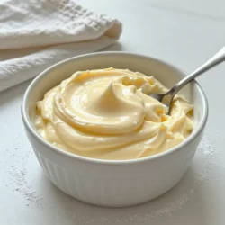To make Basic Cr&egrave;me au Beurre Frosting, you will need the following ingredients: - 1 cup (226g) unsalted butter, softened - 4 cups (480g) powdered sugar, sifted - 1/4 cup (60ml) heavy cream (or whole milk) - 1 teaspoon pure vanilla extract - A pinch of salt These simple ingredients come together to create a smooth and creamy frosting. The unsalted butter is key for the right taste. Make sure it's soft before starting. This helps you mix it easily. Sifting the powdered sugar removes lumps. This step makes your frosting smooth and fluffy. When choosing cream, heavy cream gives a rich texture. Whole milk works too if you want a lighter frosting. The vanilla extract adds a lovely flavor, while the salt balances the sweetness. Each part plays a role in making this frosting delightful. Gather these ingredients, and you&rsquo;re ready to create a frosting that will impress! {{ingredient_image_2}} To start, take 1 cup of unsalted butter from your counter. Make sure it is soft. Place the butter in a large mixing bowl. Using an electric mixer, beat the butter on medium speed. Do this for about 2-3 minutes. You want the butter to look creamy and light. This step is very important. It sets the base for your frosting. Next, add the 4 cups of sifted powdered sugar. To avoid a mess of sugar, add it in small amounts. Mix well after each addition. This will help create a smooth frosting. If you add too much sugar at once, you may end up with a cloud of powdered sugar everywhere. Now, it&rsquo;s time to make your frosting even better. Pour in 1/4 cup of heavy cream. Add 1 teaspoon of pure vanilla extract. Sprinkle a pinch of salt into the mix. Keep mixing on medium speed for another 3-5 minutes. You want the frosting to be fluffy and smooth. If you want it thinner, add a little more cream. For thicker frosting, add more powdered sugar. Before you finish, taste your frosting. Adjust the flavor if you want. You can add a little more salt or vanilla to get it just right. Once you are happy with the flavor and texture, your frosting is ready to use! Spread it on cakes, cupcakes, or cookies for a sweet touch. - Importance of Softened Butter: Softened butter is key to smooth frosting. It mixes better with sugar. Cold butter makes it hard to blend, which can lead to lumps. - Mixing Time Recommendations: Beat the butter for 2-3 minutes. This makes it light and airy. After adding sugar, mix for another 3-5 minutes. This helps create that fluffy texture we love. - Adjusting Flavor Intensity: You can change the flavor by adding more vanilla. A little pinch of salt can enhance sweetness too. Just taste as you go to find the right balance. - Experimenting with Additional Ingredients: Try adding cocoa powder for chocolate flavor. You can also mix in citrus zest for a fresh twist. Get creative with flavors you enjoy! - Using a Piping Bag: A piping bag helps create fun designs. It gives your cupcakes and cakes a professional look. Simply fill it with frosting and squeeze gently to pipe. - Garnishing Ideas: Add edible glitter or colorful sprinkles on top. Fresh fruit or chocolate shavings can also make your treats stand out. A little garnish goes a long way in making desserts pop! Pro Tips Butter Temperature: Ensure your butter is softened to room temperature for the best texture. Cold butter won't incorporate air properly, resulting in a denser frosting. Sifting Sugar: Always sift your powdered sugar before adding it to the butter. This prevents lumps and ensures a smooth, velvety frosting. Flavor Balance: Don't skip the pinch of salt! It enhances the sweetness and balances the flavors in your frosting, elevating it to a whole new level. Consistency Control: Adjust the thickness of your frosting by adding more powdered sugar for a thicker consistency or more cream for a thinner one, depending on your decorating needs. {{image_4}} Chocolate Version To make a chocolate cr&egrave;me au beurre, add cocoa powder. Use about 3/4 cup of unsweetened cocoa. Mix it in when you add the sugar. This gives you a rich, chocolatey flavor. You can also add melted chocolate for a deeper taste. Just be sure to cool it before mixing it in. Citrus Zest Addition For a bright twist, add citrus zest. Grate the zest from lemons, limes, or oranges. About one tablespoon is enough for a fresh flavor. Stir the zest into the frosting after mixing in the cream. This will give your frosting a zesty kick that pairs well with many cakes. Dairy-Free Alternatives You can easily make this frosting dairy-free. Replace the unsalted butter with a dairy-free spread. Also, use coconut cream instead of heavy cream. This keeps the texture creamy and delicious while fitting a dairy-free diet. Sugar Substitutes If you want to cut down on sugar, use powdered erythritol or stevia. These substitutes can sweeten your frosting without added calories. Start with a smaller amount and taste as you go. This way, you can find the right sweetness for you. To store leftover frosting, place it in an airtight container. Make sure the container seals well to keep moisture out. This method helps maintain the frosting's texture. You can refrigerate it for up to one week. The cold slows spoilage and keeps it fresh. When you need it again, just take it out and let it warm up a bit. You can freeze Cr&egrave;me au Beurre for longer storage. To freeze, use an airtight freezer-safe container. I recommend separating it into smaller portions. This way, you can thaw only what you need later. It stays good in the freezer for about three months. To thaw, move the frosting to the fridge overnight. If you need it fast, you can let it sit at room temperature for an hour. Once thawed, mix it again to restore its creamy texture. You can use this frosting in future baking projects like cakes or cookies. Just remember to taste and adjust flavors after thawing! Cr&egrave;me au Beurre frosting is a rich, buttery icing. It has a smooth and creamy texture. This frosting is perfect for cakes and cupcakes. It is made mainly from butter and powdered sugar. The frosting is sweet but can be adjusted to your taste. To reduce sweetness, try these tips: - Use less powdered sugar. Start with three cups instead of four. - Add more cream. This can help balance the sweetness. - Mix in a pinch of salt. Salt can cut the sweetness and enhance flavor. - Try adding cocoa powder for a chocolate version. This adds depth and less sweetness. Yes, Cr&egrave;me au Beurre frosting is great for layer cakes. It spreads easily between cake layers. It holds its shape well, making it perfect for decoration. You can also pipe it into decorative swirls. Just remember to chill your cake before frosting. This helps the layers stay firm. In this blog post, we covered how to make Cr&egrave;me au Beurre frosting. We discussed the key ingredients, including butter and powdered sugar. You learned the step-by-step process for mixing and achieving the right texture. I shared tips for personalizing your frosting and ideas for presentation. We also explored variations and storage methods. Remember, practice will help you master this frosting. Don't be afraid to experiment with flavors and textures. Enjoy making this delightful treat!