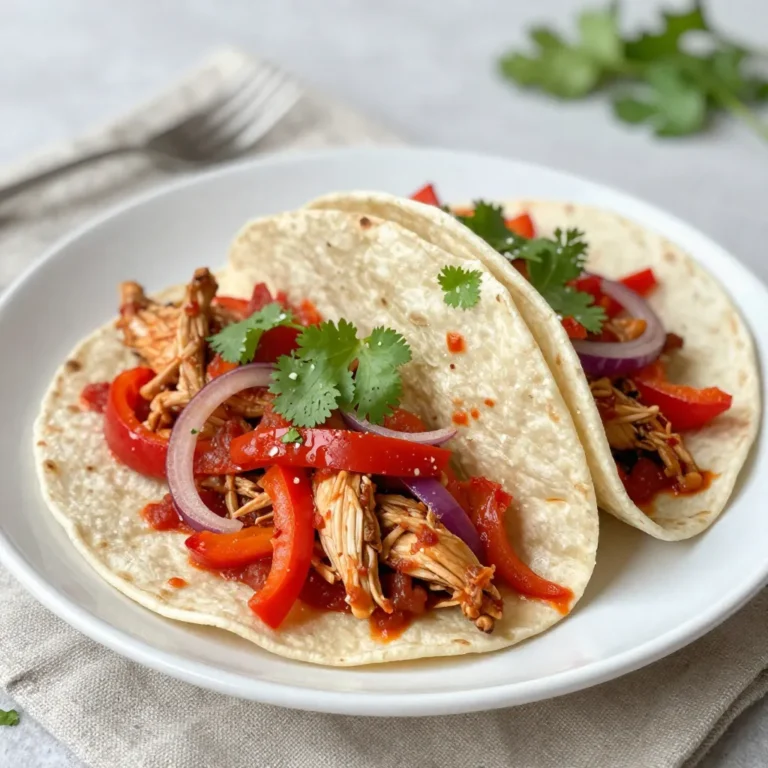 - 1 pound boneless, skinless chicken breast, sliced into thin strips - 1 bell pepper (your choice of color), sliced into thin strips - 1 medium red onion, thinly sliced - 1 can (14 oz) diced tomatoes, undrained You need a few simple items for these fajitas. Start with boneless, skinless chicken. This cut cooks well and stays juicy. Next, choose a bell pepper. Any color works, so pick your favorite! Then, grab a medium red onion. Its sweetness adds flavor. Finally, don’t forget the canned diced tomatoes. They bring moisture and taste to the mix. - 3 tablespoons fajita seasoning (store-bought or homemade) - 2 cloves garlic, finely minced - Salt and freshly ground black pepper to taste - Optional toppings: sour cream, guacamole, shredded cheese, chopped fresh cilantro To spice things up, use fajita seasoning. You can buy it or make your own for fun! Add minced garlic for a punch of flavor. Season with salt and pepper to taste. For toppings, consider sour cream, guacamole, or shredded cheese. Fresh cilantro adds a nice touch too. Customize your fajitas to make them your own! {{ingredient_image_2}} Start by slicing the chicken breast into thin strips. This helps the chicken cook evenly. Next, slice the bell pepper and red onion into thin strips as well. Layer the chicken at the bottom of the crockpot. Spread the sliced bell pepper and onion on top. This layering helps all the flavors mix well. Now, open the can of diced tomatoes and pour them over the layers. Their juices will add moisture and flavor. Add the minced garlic next. Now, sprinkle the fajita seasoning over everything. Use a spoon to mix gently. Make sure the chicken and veggies are well-coated. Finally, season with salt and pepper to taste. Cover the crockpot with its lid. Set it to cook on low for 6-8 hours or high for 3-4 hours. Cooking it on low gives the best flavor and texture. Check the chicken for doneness. When it’s cooked, it should be tender and easy to shred. Once done, use a fork to shred the chicken right in the crockpot. Mix it thoroughly with the vegetables and sauce. This creates a tasty blend of flavors that makes fajitas so enjoyable. To serve, take warm tortillas out. Spoon the fajita mixture into each tortilla. This makes it easy to enjoy. You can also add optional toppings like sour cream, guacamole, or shredded cheese. Fresh cilantro adds a nice touch, too. Serve the fajitas on a large platter. Arrange the warm tortillas neatly on the side. This allows everyone to customize their own fajitas. Enjoy the fun of making your meal just how you like it! Choosing the best chicken cuts For fajitas, I suggest using boneless, skinless chicken breasts. They stay moist and tender during cooking. If you prefer dark meat, chicken thighs work well too. Just slice them thinly for even cooking and great flavor. Selecting vibrant vegetables Use fresh, colorful bell peppers. Red, yellow, or green add a nice crunch and sweetness. Also, add a medium red onion for a touch of sharpness. Fresh veggies bring out the best taste in your fajitas, making each bite lovely. How to prevent overcooking Set your crockpot to low for 6-8 hours or high for 3-4 hours. Check your chicken at the end of cooking. It should shred easily with a fork. If it’s tough, it may need more time, but avoid cooking too long to keep it juicy. Creative serving ideas Serve your fajitas with warm tortillas. Let everyone build their own! Offer toppings like sour cream, guacamole, cheese, and cilantro. This way, each guest can customize their meal. For a fun touch, serve on a colorful platter to enhance the experience. Pro Tips Optimize Flavor: For even more depth, marinate the chicken in fajita seasoning and lime juice for a few hours before cooking. Vegetable Variations: Feel free to add other vegetables like zucchini or mushrooms to the mix for added texture and flavor. Make It Spicy: Add sliced jalapeños or a dash of cayenne pepper to elevate the heat level of your fajitas. Serve It Fresh: Warm your tortillas in a skillet or microwave just before serving to enhance their flavor and pliability. {{image_4}} You can switch up the meat in your crockpot fajitas. Beef fajitas are a tasty option. Use flank steak or skirt steak for great flavor. Slice the beef thin, just like the chicken. If you want a vegetarian or vegan version, replace the meat with firm tofu or tempeh. Both options soak up flavors well. You can also use mushrooms for a meaty texture. Just slice them up and add them to the pot. To make your fajitas stand out, try different seasoning blends. You can mix spices like cumin, chili powder, and paprika for a homemade touch. This gives your dish a unique twist. Adding extra vegetables can boost flavor and nutrition. Consider adding zucchini, corn, or even black beans. These veggies add color and taste. Mix them in with the chicken or meat alternative for a hearty meal. After enjoying your meal, let the leftovers cool down. Place them in an airtight container. This helps keep the flavors fresh. Store the container in your fridge. Your fajitas will last about three to four days. If you want to save some for later, freezing is a good option. Scoop the fajita mix into freezer-safe bags or containers. Remove as much air as you can to prevent freezer burn. They can stay good in the freezer for up to three months. For the best taste, reheat your fajitas in a skillet. Heat it on medium until everything is warm. Stir often to avoid burning. This way, the flavors mix well again. You can also use the microwave for a quick fix. Place the fajitas in a microwave-safe dish. Cover it with a damp paper towel to keep them moist. Heat in short bursts of 30 seconds until warm. To refresh the flavors, consider adding a splash of lime juice. This brightens the dish and gives it a fresh kick. Enjoy your fajitas just like the first time you made them! Yes, you can use frozen chicken. Just remember to add extra cooking time. When using frozen chicken, cook on high for 4-5 hours or low for 8-9 hours. This gives the chicken time to thaw and cook through. You will know the chicken is done when it reaches 165°F. You can use a meat thermometer to check this. The chicken should also look white and be tender enough to shred easily with a fork. If it pulls apart without much effort, it’s ready! Fajitas pair well with many side dishes. Here are some ideas: - Mexican rice - Refried beans - Chips and salsa - A fresh salad - Grilled corn on the cob These sides will round out your meal and keep everyone happy! Easy Crockpot Fajitas simplify meal prep and delight your taste buds. You layer chicken, veggies, and seasoning, then let the slow cooker do its magic. This method gives you tender chicken and bursts of flavor. You can customize your dish with different meats or toppings, keeping it fun. Don’t forget to store leftovers properly for later enjoyment. I hope this guide empowers you to create delicious fajitas at home! Enjoy your cooking journey!