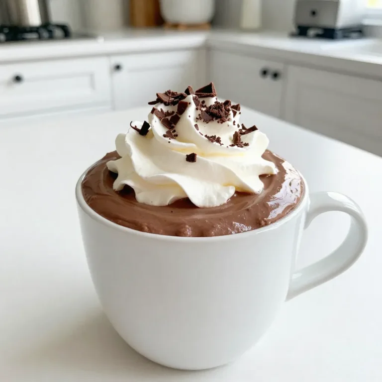 Crock Pot hot chocolate is a simple treat. You need just a few key ingredients to create this creamy delight. Here’s what you will need: - 4 cups whole milk - 1 cup heavy cream - 1 cup semi-sweet chocolate chips - 1/2 cup sweetened condensed milk - 1/4 cup unsweetened cocoa powder - 1 teaspoon vanilla extract - A pinch of sea salt - Garnishes (whipped cream and chocolate shavings) Each ingredient plays an important role. The whole milk and heavy cream give the drink its creamy texture. The semi-sweet chocolate chips add rich flavor and sweetness. Sweetened condensed milk brings extra creaminess and sweetness, while the cocoa powder deepens the chocolate flavor. The vanilla extract adds warmth, and sea salt enhances all the flavors. When you finish, don’t forget the garnishes! Whipped cream and chocolate shavings make the drink look fancy and taste even better. By using these ingredients, you will create a hot chocolate that is rich and satisfying. It’s perfect for cozy nights or gatherings with friends. {{ingredient_image_2}} 1. Start by pouring 4 cups of whole milk into your crock pot. 2. Next, add in 1 cup of heavy cream. 3. Now, toss in 1 cup of semi-sweet chocolate chips. 4. Add 1/2 cup of sweetened condensed milk for extra creaminess. 5. Stir in 1/4 cup of unsweetened cocoa powder and 1 teaspoon of vanilla extract. 6. Finally, sprinkle in a pinch of sea salt. Mix gently to combine all the ingredients. 7. Set your crock pot to low heat. Cover it with the lid. 8. Cook for about 2 to 3 hours. Stir occasionally to keep the chocolate from sticking. 1. Once the chocolate is melted, stir well to make it smooth. 2. Taste your hot chocolate. If it needs more sweetness, add more sweetened condensed milk or sugar. 3. When ready to serve, ladle hot chocolate into mugs. 4. Top each mug with fluffy whipped cream. 5. Add a sprinkle of chocolate shavings for a fun touch. This rich and creamy hot chocolate will warm your heart! To make the best Crock Pot hot chocolate, ensure even melting of the chocolate chips. Add all the chocolate chips at once. Stir them gently into the milk and cream mixture. This helps them melt evenly. Stirring during cooking is very important. Stir every 30 minutes while it cooks. This prevents the chocolate from sticking to the bottom and burning. It also keeps the mixture smooth. A quick stir helps blend the flavors well too. Get creative with your presentation! Use colorful mugs or fun cups for a festive touch. Drizzle chocolate syrup on top of the whipped cream for added flair. For a special treat, serve with sweet snacks. Cookies or marshmallows make great companions. You can even add a sprinkle of cinnamon or nutmeg on top for a warm spice kick. Enjoy every sip! Pro Tips Use Quality Chocolate: The better the chocolate, the richer your hot chocolate will be. Opt for high-quality semi-sweet chocolate chips for the best flavor. Adjust Sweetness: Taste your hot chocolate as it cooks! You can always add more sweetened condensed milk or sugar according to your taste preferences. Mix Up the Milk: For a lighter version, consider using 2% milk instead of whole milk. You can also try almond or oat milk for a dairy-free option. Garnish Creatively: Enhance presentation by adding flavored whipped cream or a sprinkle of cinnamon and nutmeg on top for an extra layer of flavor. {{image_4}} You can easily change the flavor of your hot chocolate. One fun way is to add peppermint extract. Just a teaspoon gives it a minty twist. This is perfect for winter nights or holiday gatherings. You can also try different types of chocolate. Swap semi-sweet chips for dark or white chocolate. Each option brings a unique taste. Dark chocolate is rich and bold, while white chocolate is sweet and creamy. If you want vegan hot chocolate, use plant-based milk. Almond, soy, or oat milk works great. Choose vegan chocolate chips to keep it dairy-free. For a sugar-free version, you can substitute sweetened condensed milk with a sugar-free alternative. Use a sugar substitute like stevia or monk fruit. These swaps make it easier for everyone to enjoy a warm cup of hot chocolate. After enjoying your Crock Pot hot chocolate, store any leftovers in the fridge. Use an airtight container for best results. Make sure the hot chocolate is cool before sealing it. It can stay fresh for 3 to 5 days. To reheat your hot chocolate, pour it into a pot over low heat. Stir gently as it warms up. This keeps the texture smooth and creamy. If it seems thick, add a splash of milk or cream while heating. You can freeze hot chocolate for later use. Pour cooled hot chocolate into freezer-safe containers. Leave some space at the top, as it will expand when frozen. It can last up to 3 months in the freezer. To thaw, place the container in the fridge overnight. When ready to enjoy, reheat it on the stove. Stir often to mix any separated ingredients. If needed, adjust the texture with a little extra milk or cream. How long can Crock Pot Hot Chocolate sit? Crock Pot Hot Chocolate can sit for about two hours on warm. This keeps it hot and ready to serve. If you need it to stay warm longer, you can keep it on low heat. Just remember to stir it occasionally to keep it smooth. Can I use non-dairy milk? Yes, you can use non-dairy milk! Almond, soy, or oat milk work well. Just make sure to pick a milk that has a nice flavor. Some non-dairy milks can be thinner, so keep that in mind. You may want to adjust the other ingredients to keep it creamy. What can I add for extra flavor? You can add many tasty things! A splash of peppermint extract gives a festive twist. You can also try adding a sprinkle of cinnamon or nutmeg. For a richer taste, use dark chocolate chips instead of semi-sweet. What to do if the hot chocolate is too thick? If your hot chocolate is too thick, you can add more milk or cream. Start with half a cup and stir well. Keep adding until you get the right texture. This helps to keep it creamy and drinkable. How to fix if it tastes too bland? If your hot chocolate tastes bland, try adding more sweetened condensed milk. You can also add a pinch of salt to enhance the flavors. If needed, a little vanilla extract can boost the taste even more. Taste as you go! This guide has covered all you need for the best Crock Pot hot chocolate. From ingredients to storage tips, you can now make a delicious treat. Remember to adjust flavors to fit your taste. Use creative ideas for serving and enjoy the process. You can even make it vegan or sugar-free. Keep experimenting with different toppings. Most of all, share this warm delight with friends and family. Enjoy cozy moments together!