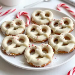 Here&rsquo;s what you need to make White Chocolate Peppermint Pretzel Crisps: - 6 cups pretzel crisps (choose salted or unsalted based on preference) - 1 cup white chocolate chips - 1 teaspoon coconut oil (or use vegetable shortening) - 1/2 teaspoon pure peppermint extract - 1/2 cup crushed candy canes (for a delightful garnish) - A sprinkle of sea salt (optional, for added flavor) You can swap out some ingredients if needed: - Use dark chocolate chips instead of white chocolate for a richer taste. - If you don&rsquo;t have coconut oil, vegetable shortening works well too. - For a different flavor, try using almond extract instead of peppermint. - Crushed cookies can replace crushed candy canes if you prefer a cookie crunch. Select high-quality items for the best taste: - Choose a good brand of white chocolate chips. Real chocolate melts better than cheap versions. - Use pure peppermint extract for the best flavor. Avoid imitation extracts. - Fresh candy canes give a brighter taste and a nice crunch. - If possible, buy pretzels made from organic ingredients for a healthier snack. {{ingredient_image_2}} Start by preheating your oven to 200&deg;F (95&deg;C). This low heat helps set the chocolate. Next, line a baking sheet with parchment paper. This keeps the pretzels from sticking. You can use salted or unsalted pretzel crisps. Choose based on your taste. In a microwave-safe bowl, add 1 cup of white chocolate chips and 1 teaspoon of coconut oil. The coconut oil helps the chocolate melt smoothly. Microwave the mixture on medium heat. Do this in 30-second bursts, stirring after each time. Keep microwaving until the chocolate is fully melted and creamy. Then, add 1/2 teaspoon of pure peppermint extract to the melted chocolate. Stir well to mix the flavors. This step adds a fresh and festive touch to your treat. Now, take each pretzel crisp and dip it into the white chocolate. Make sure to coat it well. Use a fork to lift each one out. Shake off any extra chocolate before placing it back on the baking sheet. Arrange the coated pretzels in a single layer on the parchment paper. This spacing helps them not stick together. While the chocolate is still wet, sprinkle crushed candy canes over each pretzel. This gives them a nice crunch and a pop of color. If you want, add a tiny pinch of sea salt on top. This boosts the flavor, making it sweet and salty. Place the baking sheet in the oven for about 10 to 15 minutes. This helps the chocolate harden fully. After that, take the baking sheet out and let the pretzel crisps cool completely before serving. Enjoy your festive treat! To get the best results, dip your pretzel crisps with care. First, always make sure the chocolate is smooth and warm. This will help it coat the pretzels evenly. Use a fork to dip each pretzel. Make sure to cover all sides. Lift it out slowly, letting excess chocolate drip off. This keeps your pretzels from being too messy. If you want your pretzel crisps sweeter, add more white chocolate chips. For a stronger mint taste, increase the peppermint extract. Just remember, a little goes a long way. You can even try adding a pinch of sea salt on top. This mix of sweet and salty makes each bite special. A smooth coating is key to a tasty treat. Start by mixing coconut oil with your chocolate chips. This gives a shine and helps it flow better. When melting, do it in short bursts in the microwave. Stir each time to avoid burning. If you notice lumps, keep stirring until it's creamy. This smooth chocolate makes your pretzels look great and taste even better. Pro Tips Choose Your Pretzels: Opt for salted pretzel crisps for a delightful sweet-salty combination, or unsalted if you prefer the chocolate flavor to shine through. Perfect Chocolate Consistency: Ensure the white chocolate is melted smoothly by stirring well after each microwave interval to prevent burning and achieve a creamy texture. Crushed Candy Canes: For the best crunch, crush your candy canes just before using them. This keeps them fresh and ensures they maintain their texture when sprinkled on the pretzels. Cooling Time: Allow the pretzels to cool completely on the baking sheet before serving to ensure the chocolate has fully set and avoids melting during handling. {{image_4}} You can switch the white chocolate for dark or milk chocolate. Each type adds its own taste. Dark chocolate gives a rich flavor, while milk chocolate is sweet and creamy. You can even try flavored chocolates, like caramel or hazelnut. These choices let you create a new twist on a classic treat. While crushed candy canes are great, you have many options. Try using chopped nuts for a crunchy bite. You can also sprinkle mini marshmallows for a fun twist. If you want a fruity touch, add dried fruit bits. Each garnish changes the look and taste of your pretzel crisps. For winter holidays, keep the peppermint theme. For Easter, use pastel sprinkles and white chocolate. In the fall, add pumpkin spice to the chocolate for a cozy flavor. For Halloween, use orange and black sprinkles to make them festive. These seasonal changes let you enjoy the treat all year round. To keep your White Chocolate Peppermint Pretzel Crisps fresh, store them in an airtight container. This container keeps moisture out and helps maintain their crunch. You can place wax paper between layers to prevent sticking. If you have extra room, consider using a glass jar. Glass jars are fun and help you see the treats inside. When stored properly, these pretzel crisps can last for about two weeks. After that, they may become stale. If you notice they lose their crunch, you can try to refresh them in a low oven for a few minutes. Always check for any changes in smell or look before eating. You can freeze these pretzel crisps for longer storage. Place them in a freezer-safe bag, removing as much air as possible. They can last up to three months in the freezer. To enjoy, simply take out the amount you want and let them thaw at room temperature. You can also reheat them briefly to restore their crispness. To make these pretzel crisps vegan, swap white chocolate chips with dairy-free chocolate. Look for brands that use coconut or almond milk instead of dairy. You can also replace coconut oil with a vegan-friendly option, like avocado oil. This keeps the creamy texture and allows you to enjoy the same festive flavors without dairy. Yes, you can use dark chocolate instead of white chocolate. Dark chocolate gives a richer taste. It pairs well with peppermint and adds depth to the flavor. If you choose dark chocolate, keep an eye on the sweetness level. You may want to adjust the amount of crushed candy canes to balance the flavors. For serving, arrange the pretzel crisps on a festive platter. You can also package them in clear treat bags for gifts. Tie them with colorful ribbons for a cheerful touch. These treats are great for holiday parties or as a sweet snack anytime. They look great and taste even better! You can find ready-made White Chocolate Peppermint Pretzel Crisps in many stores during the holiday season. Check local grocery stores or specialty candy shops. Online retailers also offer them, so you can order directly to your door. Look for brands that focus on quality ingredients for the best taste. You now know how to make White Chocolate Peppermint Pretzel Crisps from scratch. We covered the ingredients, step-by-step instructions, and helpful tips. Adding your own twists is easy with different chocolates and garnishes. Proper storage keeps them fresh for longer. These treats are perfect for any occasion. You can impress friends and family with your skills. Enjoy making and sharing these delightful snacks!