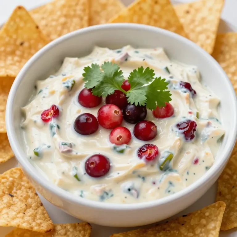 - 2 cups fresh or frozen cranberries - 1 small jalapeño, seeded and finely chopped - 1/2 cup cream cheese, softened - 1/2 cup sour cream - 1/4 cup mayonnaise - 1/4 cup green onions, finely chopped - 1 tablespoon honey - 1 teaspoon garlic powder - Salt and pepper, to taste - Fresh cilantro leaves for garnish (optional) - Tortilla chips or assorted crackers for serving You can swap fresh cranberries for canned ones. Just rinse them well. If you want less heat, skip the jalapeño or use a milder pepper. Cream cheese can be replaced with Greek yogurt for a lighter option. Instead of mayonnaise, you can use plain yogurt. Try agave syrup instead of honey for a vegan choice. Cranberries are best in fall and winter. They are fresh and juicy at this time. Jalapeños are often found year-round. However, they taste best in summer. Using fresh herbs like cilantro is great in spring. They add a bright flavor to the dip. {{ingredient_image_2}} To start making your cranberry jalapeño dip, gather all your ingredients. You need fresh or frozen cranberries, a small jalapeño, cream cheese, sour cream, mayonnaise, green onions, honey, garlic powder, salt, and pepper. You’ll also want some tortilla chips or crackers for serving. First, take a medium saucepan. Add the cranberries and the finely chopped jalapeño. Cover them with water and bring it to a boil over medium heat. Stir occasionally. Cook for about 5 to 7 minutes. You will see the cranberries begin to burst and soften. This is the perfect time to drain the mixture. Set it aside to cool for a few minutes. While your cranberry mix cools, grab a large mixing bowl. Add the softened cream cheese, sour cream, and mayonnaise. Use a hand mixer or a sturdy spoon to mix until it’s smooth and creamy. Then, add the honey, garlic powder, and a sprinkle of salt and pepper. Stir this mixture well. Now, take your cooled cranberry and jalapeño mix and fold it into the creamy mixture. Add the chopped green onions, too. It's important to keep some texture. You want to feel the little bursts of cranberry in each bite. Finally, taste the dip. Adjust the seasoning if needed, adding more salt, pepper, or even a hint of cayenne for extra heat. Spoon the dip into a serving bowl, and cover it with plastic wrap. Refrigerate it for at least 30 minutes. This lets the flavors blend beautifully. Before you serve, sprinkle fresh cilantro leaves on top if you like. Enjoy your dip with tortilla chips or crackers! You can easily change the heat in this dip. If you want it mild, use less jalapeño. Try half of a small jalapeño or remove the seeds and ribs. If you love heat, add more jalapeño or a pinch of cayenne. Taste as you go. This way, you will get the perfect spice for your party. To make sure your dip is creamy, use soft cream cheese. Let it sit out before mixing. This helps it blend well. When mixing, use a hand mixer or a strong spoon. Mix until it's smooth and lump-free. After adding the cranberry mix, fold gently. You want to keep some cranberry chunks for texture. Make your dip look great on the table! Use a bright platter and center the dip. Surround it with tortilla chips or assorted crackers. For a pop of color, add whole cranberries and sliced jalapeños around the dip. You can also sprinkle fresh cilantro on top before serving. This adds a nice touch and makes it look inviting. Pro Tips Adjust the Heat: If you prefer a milder dip, use less jalapeño or remove the seeds and membranes, where most of the heat resides. Chill for Flavor: Allowing the dip to chill for at least 30 minutes enhances the flavors as they meld together, making it even tastier! Fresh vs. Frozen: Fresh cranberries are best for this recipe, but if using frozen, ensure they are fully thawed and drained to prevent excess moisture. Serving Suggestions: This dip pairs wonderfully with a variety of dippers; consider adding veggies like cucumber and bell peppers for a colorful platter. {{image_4}} You can play with different herbs and spices to change the flavor. Try adding fresh basil or dill for a twist. A pinch of cumin or paprika boosts warmth and depth. Just remember, start small. You can always add more, but you can't take it out! While cream cheese gives a rich touch, you can use other bases too. Greek yogurt makes it lighter and adds protein. You could also try ricotta for a fluffy texture. If you want a dairy-free option, use cashew cream or silken tofu. Each base offers a unique taste! Make this dip your own by swapping fruits based on the season. In spring, add diced strawberries for sweetness. Summer peaches or mangoes bring a refreshing note. In fall, consider using chopped apples or pears. Each fruit not only changes the taste but also the look! To keep your Cranberry Jalapeño Dip fresh, store it in an airtight container. This helps maintain the dip's flavor and texture. Cover the container tightly with a lid or plastic wrap. Avoid using containers that let air in, as this can cause the dip to spoil faster. The dip lasts in the fridge for about five days. If you want to keep it longer, consider freezing it. Place the dip in a freezer-safe container. Make sure to leave some space at the top for expansion. It can stay frozen for up to three months. When you’re ready to enjoy it, move it to the fridge overnight to thaw. Cranberry Jalapeño Dip is best served cold or at room temperature. If you prefer it warm, gently reheat it in the microwave. Use short bursts of heat, stirring in between. Avoid overcooking, as it can change the dip's texture. Enjoy this tasty dip with your favorite tortilla chips or crackers! Yes, you can make this dip ahead of time. Prepare it the day before your event. Just keep it in the fridge. The flavors will blend well overnight. This dip tastes even better after it sits. When ready to serve, just add the cilantro on top. Cranberry Jalapeño Dip pairs well with many snacks. Try it with tortilla chips or assorted crackers. Fresh veggies like carrots and celery are great too. You can also use pita chips for a fun twist. The dip adds a nice kick to any snack. Yes, you can make this dip vegan. Swap the cream cheese for a vegan cream cheese. Use vegan sour cream and mayonnaise as well. Honey can be replaced with maple syrup or agave. This way, you keep the flavor while making it plant-based. This blog post shared everything you need for a delicious Cranberry Jalapeño Dip. I covered the right ingredients and smart substitutions. You learned step-by-step instructions for easy preparation and cooking. Tips for spice levels, creaminess, and presentation can make your dish shine. Plus, I offered fun variations to keep it interesting. Storing this dip properly ensures it stays fresh and tasty. With these insights, you can create a dip that impresses every time. Enjoy making and sharing this dish!