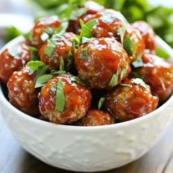 - 1 pound ground beef - 1/2 pound ground pork (optional) - 1/2 cup breadcrumbs - 1/4 cup grated Parmesan cheese - 1/4 cup fresh parsley, finely chopped - 1 large egg - 3 cloves garlic, minced - 1 teaspoon onion powder - 1 teaspoon salt - 1/2 teaspoon black pepper - 1/2 teaspoon crushed red pepper flakes To make great meatballs, I start with ground beef. If you want more flavor, add ground pork. Breadcrumbs help bind the meat and keep it moist. Parmesan cheese adds a nice salty kick. Fresh parsley brings brightness. Garlic gives a tasty punch, while onion powder adds depth. Salt and black pepper season the meat well. Crushed red pepper flakes let you control the heat. - 1 cup marinara sauce - 1/2 cup BBQ sauce I love using a mix of marinara and BBQ sauce for meatballs. This combo makes them sweet and tangy. You can change the spice level by adding more crushed red pepper flakes. If you want it milder, skip the flakes or use less. - Fresh basil leaves for garnish Fresh basil makes the dish look beautiful. You can also use parsley or even green onions. A pop of color makes the meatballs more appealing. Remember to serve toothpicks for easy eating during the game! {{ingredient_image_2}} To start, grab a large mixing bowl. Add these ingredients: - 1 pound ground beef - 1/2 pound ground pork (optional) - 1/2 cup breadcrumbs - 1/4 cup grated Parmesan cheese - 1/4 cup fresh parsley, chopped - 1 large egg - 3 cloves garlic, minced - 1 teaspoon onion powder - 1 teaspoon salt - 1/2 teaspoon black pepper - 1/2 teaspoon crushed red pepper flakes Using your hands or a spoon, mix everything together. Make sure it is well combined. This helps each meatball taste great. Next, shape the mixture into meatballs. Aim for about 1 inch in size. This size is perfect for snacking. Place each meatball on a baking sheet lined with parchment paper. This makes moving them easier later. Now it's time to cook! You can choose to brown the meatballs or skip this step. Browning adds flavor, but it takes time. If you're in a hurry, just put the raw meatballs into the slow cooker. If you decide to brown them, heat a non-stick skillet over medium heat. Cook the meatballs in batches for about 5-7 minutes. Turn them until they are brown on all sides. Then, carefully transfer them to the slow cooker. In a separate bowl, mix the sauces. Combine 1 cup of marinara sauce with 1/2 cup of BBQ sauce. Stir until blended well. Now, pour this sauce mixture over the meatballs in the slow cooker. Coat each meatball evenly. Cover the slow cooker, and set it to low. Cook for 6-8 hours or on high for 3-4 hours. When the meatballs are done, they should be tender. Gently stir them to coat with sauce before serving. Enjoy! To make moist meatballs, use a mix of ground beef and pork. The pork adds flavor and fat. If you want to keep it simple, just use ground beef. Mixing in breadcrumbs helps too. These keep the meatballs tender. For binding, try adding an egg. You can also use cooked rice or oats for a fun twist. Always preheat your slow cooker before adding the meatballs. This helps them cook evenly. If you want juicy meatballs, keep the lid on during cooking. This keeps steam inside and prevents drying out. If you worry about them sticking, lightly coat the bottom of the cooker with oil. When game day arrives, make your meatballs stand out. Serve them in a large bowl, covered in sauce. Add fresh basil on top for color. Toothpicks make it easy for guests to grab their meatballs. Pair these tasty bites with drinks like beer or soda. Chips and dips work well on the side too. Pro Tips Don&rsquo;t Skip the Browning: Browning the meatballs enhances their flavor and adds a nice texture. If you have the time, this step is worth it! Mix Up the Sauces: Experiment with different sauces like teriyaki or sweet chili for a unique twist on flavor. You can also adjust the proportions to suit your taste! Make Ahead: These meatballs can be made ahead of time and stored in the fridge or freezer. Simply reheat in the slow cooker for easy game day preparation. Serving Suggestions: Pair the meatballs with mini slider buns or serve them on toothpicks for a fun, bite-sized treat during the game! {{image_4}} You can modify meatballs for specific diets. If you need gluten-free options, use gluten-free breadcrumbs. They work just as well as regular ones. For a vegetarian or vegan diet, substitute meat with lentils or chickpeas. Blend in some oats and spices for flavor. You can also use plant-based cheese to keep that cheesy taste. To boost flavor, consider adding cheese. Mozzarella or feta can make meatballs extra tasty. Feel free to experiment with spices too. Try adding Italian seasoning or smoked paprika for a twist. You can also switch up sauces. Instead of marinara and BBQ, use teriyaki or sweet and sour sauce. Each option offers a unique spin. Meatballs are versatile! You can serve them as sliders. Just place them in a small bun with sauce. They also work well in pasta dishes. Toss them with spaghetti for a classic meal. For something different, try them on skewers with veggies. You can even serve them in a big bowl with toothpicks for easy snacking during the game. To store leftover meatballs, let them cool first. Cooling helps keep them fresh. You can place them in a shallow dish. Cover with plastic wrap or a tight lid. This keeps air out and stops drying. Store meatballs in the fridge for up to three days. You can reheat meatballs in the oven or microwave. For the oven, preheat to 350&deg;F. Place meatballs on a baking dish. Cover with foil to keep them moist. Heat for about 15-20 minutes. In the microwave, place them in a safe dish. Cover and heat for 1-2 minutes. Check and stir to keep them tasty. To freeze meatballs, let them cool completely. Place them in a single layer on a baking sheet. Once frozen, transfer them to a freezer bag. Squeeze out the air and seal tightly. This helps avoid freezer burn. For thawing, place them in the fridge overnight before cooking. You can also thaw them in the microwave. Just make sure to cook them right after. Yes, you can use frozen meatballs. They are a great time-saver. Just place them in the slow cooker without thawing. The sauce will help them cook through. Keep in mind, cooking time may change a bit. Check them after 4 hours on high or 6 hours on low to ensure they are warm throughout. You can keep leftover meatballs in the fridge for up to three days. Store them in an airtight container. For longer storage, freeze them for up to three months. To keep their taste, try not to let them sit out too long. Always check for any strange smells or colors before eating. If you lack a slow cooker, you can bake or simmer your meatballs. To bake, preheat your oven to 400&deg;F. Place meatballs on a baking sheet and cook for 20-25 minutes. If you prefer simmering, add them to a pot with sauce. Cook over low heat for about 30 minutes, turning often. Both methods yield tasty meatballs! In this post, we covered how to make tasty game day crockpot meatballs. You learned about key ingredients, sauces, and garnishes to enhance flavor. I shared simple steps for mixing, cooking, and serving your meatballs. We explored tips for perfecting your recipe and accommodating dietary needs. Lastly, I provided storage tips for leftovers and answered common questions. Using this guide, you can create mouth-watering meatballs that everyone will love. Enjoy your game day feast!