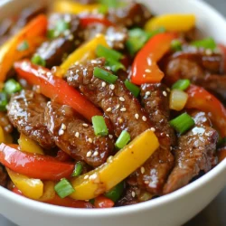 - 1 pound flank steak, thinly sliced - 2 tablespoons cornstarch - 2 tablespoons vegetable oil - 1 cup assorted bell peppers (red, yellow, green), julienned - 1 small onion, thinly sliced - 3 cloves garlic, finely minced - 1-inch piece of fresh ginger, grated - 2 tablespoons soy sauce - 2 tablespoons sriracha sauce - 1 tablespoon rice vinegar - 1 tablespoon honey - Salt and pepper to taste - Chopped green onions, for garnish - Toasted sesame seeds, for garnish - Fresh cilantro for added flavor - Lime wedges for a citrus kick - Crushed peanuts for crunch When measuring ingredients, use dry measuring cups for solids and liquid measuring cups for liquids. For sticky ingredients like honey, spray the cup with a little oil first. This helps the honey slide out easily. Always level off dry ingredients with a knife for accuracy. If you want extra spice, add more sriracha! {{ingredient_image_2}} Start by slicing the flank steak thinly. Cut against the grain for the best tenderness. In a bowl, mix the sliced beef with cornstarch. Add a pinch of salt and some pepper. Let it sit for around 10 minutes. This marinating time helps the beef get crispy when cooked. Heat 1 tablespoon of vegetable oil in a large skillet. Keep the heat at medium-high. Once the oil is hot, add the marinated beef in a single layer. Avoid crowding the pan. Cook the beef for 1-2 minutes on each side. You want it nicely browned and cooked through. Remove it from the pan and set it on a plate. In the same skillet, add the remaining tablespoon of vegetable oil. Toss in the sliced bell peppers and onion. Stir-fry these for about 3-4 minutes. You want them tender but still a bit crunchy. Next, add the minced garlic and grated ginger. Saut&eacute; for about 30 seconds. This step releases their lovely aromas. In a small bowl, whisk together soy sauce, sriracha, rice vinegar, and honey. Pour this mixture over the saut&eacute;ed veggies. Stir well to coat everything. Then, add the cooked flank steak back into the skillet. Mix all the ingredients together. Stir-fry for another 1-2 minutes. This lets everything heat through and the sauce thicken a bit. Serve right away. Garnish with chopped green onions and toasted sesame seeds for extra flavor and a nice look. To get crispy beef, start by slicing flank steak thinly. This makes it tender. Next, coat the slices in cornstarch. This step is key to that crunch. Allow the beef to rest for about 10 minutes. This helps the cornstarch stick better. When cooking, use high heat. This gives the beef a nice sear. Do not overcrowd the pan. Cook in batches if needed for the best results. If you like heat, add more sriracha sauce. Taste the sauce before adding it to the beef. For less spice, reduce the sriracha. You can also add a bit more honey. This balances the heat and adds a sweet note. Another option is to serve extra sriracha on the side. This way, everyone can customize their spice level. Use a mix of colorful bell peppers. They not only look great but taste amazing too. Cook them over medium-high heat. Stir-fry for about 3-4 minutes. You want them tender but still crunchy. Add garlic and ginger for flavor, but be quick. Cook them for just 30 seconds to keep their aroma intact. This adds depth to the dish. Pro Tips Marinate for Maximum Flavor: Allowing the flank steak to marinate with cornstarch, salt, and pepper for at least 10 minutes will not only enhance the flavor but also help achieve a delightful crispy texture when cooked. Heat is Key: Make sure your skillet or wok is hot before adding the steak. This ensures a good sear, locking in the juices and creating a wonderful brown crust. Color and Crunch: When stir-frying the vegetables, aim for a balance between tenderness and crunch. Remove them from the heat while they still have a bit of bite for the best texture. Customize Your Spice: Adjust the amount of sriracha to suit your personal heat preference. You can also add other spices or chili flakes for an extra kick! {{image_4}} You can easily swap flank steak for chicken or tofu. For chicken, use thinly sliced breast meat. Cook it for about 3-4 minutes until it&rsquo;s no longer pink. If you choose tofu, use firm tofu for best results. Cut it into cubes and press out extra water. Saut&eacute; the tofu until golden brown, about 5 minutes. Both options keep the meal tasty and quick. Feel free to load up on vegetables! Broccoli adds a nice crunch and bright color. Just steam or stir-fry it for a few minutes before adding the sauce. Snow peas are another great choice. They cook quickly and add sweetness. Toss them in during the last minute of cooking for a fresh taste. You can switch the sauce for different flavors. Teriyaki sauce gives a sweet and savory twist. Sweet chili sauce adds a unique sweet heat. Just replace the soy sauce and sriracha with your chosen sauce. Both options make the dish fun and new each time you cook it! After enjoying your Minute Firecracker Beef, let any leftovers cool down to room temp. Place the beef in an airtight container. This helps keep it fresh for later. You can store it in the fridge for up to three days. Make sure to separate the beef from any veggies to keep them crisp. To reheat, I recommend using a skillet. Heat it on medium-low. Add a splash of oil if needed. Toss in the beef and veggies. Stir them until they warm up. This method helps keep the beef tender and the veggies crunchy. Microwaving is also an option. Just cover your dish and heat in short bursts, stirring often. If you want to save your Minute Firecracker Beef for later, freezing works great! Place the cooled beef in a freezer-safe bag. Try to squeeze out as much air as you can. This prevents freezer burn. You can freeze it for up to three months. When you're ready to eat, thaw it overnight in the fridge. Then reheat as mentioned above for a tasty meal! Yes, you can try other cuts. Sirloin or ribeye work well. They both have great flavor. Just remember to slice them thin for tenderness. To tone down the heat, use less sriracha sauce. You can also add more honey. This will balance the spice and add sweetness. This dish pairs well with steamed rice or noodles. You could also add a side of stir-fried veggies. A simple salad can freshen the meal too. Prep takes about 15 minutes, and cooking takes around 10. In total, you can enjoy this meal in about 25 minutes. It's quick and easy for busy days! In this post, we covered many aspects of making Minute Firecracker Beef. We looked at key ingredients and optional garnishes, cooking steps, and tips to get the best flavor. I shared ideas for variations to suit your tastes and storage tips to keep your leftovers fresh. Remember, you can make this dish your own. With easy swaps and tweaks, it's simple to enjoy. Get cooking, and have fun with it!