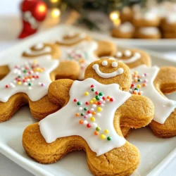 - 3 cups all-purpose flour - 1 teaspoon baking soda - 2 teaspoons ground ginger - 2 teaspoons ground cinnamon - 1 teaspoon ground cloves - &frac12; teaspoon salt - &frac34; cup unsalted butter, softened to room temperature - &frac34; cup packed brown sugar - 1 large egg, at room temperature - &frac12; cup unsulfured molasses - 1 teaspoon pure vanilla extract - 1 cup powdered sugar (for decoration) - Sprinkles or edible decorations (optional for a festive touch) Gathering the right ingredients is key to making soft gingerbread man cookies. You want to start with all-purpose flour as your base. It gives the cookies their structure. Baking soda helps them rise and become soft. The ground ginger, cinnamon, and cloves give the cookies that warm, spicy flavor we all love. Don't forget the salt; it balances the sweetness. For the wet mix, use unsalted butter at room temperature. This makes it easy to cream with brown sugar. The brown sugar adds moisture and a rich flavor. The egg binds everything together, while molasses brings a deep, sweet taste. Pure vanilla extract adds a lovely aroma. For decoration, powdered sugar is perfect for a sweet glaze. You can also use sprinkles or other edible decorations to make your cookies festive. These ingredients will transform your kitchen into a holiday wonderland! {{ingredient_image_2}} First, gather your dry ingredients. In a medium bowl, whisk together: - 3 cups all-purpose flour - 1 teaspoon baking soda - 2 teaspoons ground ginger - 2 teaspoons ground cinnamon - 1 teaspoon ground cloves - &frac12; teaspoon salt Mix these well and set aside to let the spices blend. Next, let&rsquo;s cream the butter and sugar. In a large bowl, beat together: - &frac34; cup unsalted butter, softened - &frac34; cup packed brown sugar Use an electric mixer for about 2-3 minutes. You want it light and fluffy. Now, combine the wet ingredients. Add: - 1 large egg, at room temperature - &frac12; cup unsulfured molasses - 1 teaspoon pure vanilla extract Beat until smooth and glossy. Gradually add the dry mix to the butter-sugar mix. Stir gently until you form a soft dough. Be careful not to overmix. Divide the dough into two equal discs. Wrap each one in plastic wrap. Chill them in the fridge for at least 1 hour. You can chill them overnight for even better flavor. Preheat your oven to 350&deg;F (175&deg;C). Line a baking sheet with parchment paper to stop sticking. Roll out one disc of dough on a floured surface. Aim for about &frac14; inch thick. Use cookie cutters to cut out gingerbread man shapes. Carefully place the cut-out cookies onto your prepared baking sheet. Leave enough space between them since they will spread. Bake for 8-10 minutes. The edges should feel firm, but the centers will be soft. Don&rsquo;t overbake them for the best texture. After baking, cool the cookies on the sheet for about 5 minutes. Then, transfer them to a wire rack to cool completely. Once they are cool, mix powdered sugar with a little water to make a smooth glaze. Decorate the cookies with this glaze and add sprinkles if you like. Chilling the dough is key for soft gingerbread man cookies. When you chill the dough, it firms up. This helps the cookies keep their shape while baking. If you skip this step, the cookies may spread too much. Aim for at least one hour in the fridge. Avoiding overmixing is also important. When you mix the dough, stop once it comes together. Overmixing can make the cookies tough. Gently fold the dry ingredients into the wet mixture. This keeps the cookies soft and chewy. For even baking, make sure your oven is preheated to 350&deg;F (175&deg;C). Use an oven thermometer to check the temperature. This ensures the cookies bake evenly. Also, line your baking sheet with parchment paper. This helps the cookies not stick. Adjust the baking time based on cookie size. Smaller cookies bake faster, while larger ones take longer. Keep an eye on them. When the edges are firm and the centers are soft, they are ready. To prepare the glaze, mix powdered sugar with a few teaspoons of water. Stir until it is smooth and easy to drizzle. This glaze adds a sweet touch to your cookies. Get creative with decorations! Use sprinkles, edible glitter, or colored icing. You can even use small candies for eyes and buttons. Let your imagination shine through. Each cookie can have its own unique look! Pro Tips Chill the Dough: Chilling the dough not only enhances the flavor but also makes it easier to roll out and cut into shapes. Use Fresh Spices: For the best flavor, use fresh ground spices rather than pre-ground ones, as they lose potency over time. Watch the Baking Time: Keep an eye on the cookies while baking; they should be firm around the edges but still soft in the center for the perfect texture. Decorate with Care: Allow the cookies to cool completely before decorating to prevent the icing from melting and losing its shape. {{image_4}} You can make your soft gingerbread man cookies even more fun by adding chocolate chips. Just fold in about 1 cup of semi-sweet chocolate chips when you mix the dough. This adds a rich, sweet twist that kids love. Another idea is to try different spices. While ginger, cinnamon, and cloves are classic, you might add nutmeg or cardamom. Experimenting with spices can create a unique taste. You can even reduce the ginger and increase the cinnamon for a warmer flavor. For a gluten-free version, swap the all-purpose flour with a gluten-free blend. Many blends work well in cookie recipes. Just make sure it contains xanthan gum. This helps the cookies hold together. If you prefer vegan options, replace the butter with a plant-based alternative. You can use coconut oil or a vegan butter spread. Substitute the egg with a flaxseed egg, made by mixing 1 tablespoon of ground flaxseed with 2.5 tablespoons of water. Let this sit for a few minutes to thicken. Decorating your cookies can be a delightful activity. You can create holiday-themed decorations using colored icing and sprinkles. Consider using red and green for Christmas or pastel colors for spring. For seasonal variations, think about different shapes and colors. Use heart shapes for Valentine&rsquo;s Day or pumpkin shapes for Halloween. This adds fun and creativity to your baking and makes each batch special. To keep your soft gingerbread man cookies fresh, store them in an airtight container. This locks in moisture and flavor. You can layer the cookies with parchment paper to prevent sticking. For best results, keep them at room temperature. They stay fresh for up to one week. If you want to keep them longer, consider freezing. You can freeze both unbaked and baked cookies. For unbaked cookies, shape them and place them on a baking sheet. Freeze until firm, then transfer them to a freezer bag. They can last up to three months. For baked cookies, let them cool completely. Place them in an airtight container or bag before freezing. To thaw, simply take them out and let them sit at room temperature. Unbaked cookies can go straight into the oven, adding a few minutes to the bake time. Enjoy your delightful holiday treat whenever you like! To make soft gingerbread cookies, follow these tips: - Use room-temperature butter. It helps create a creamy mix. - Add enough molasses for moisture. This gives cookies a soft bite. - Chill the dough for at least an hour. This helps the cookies hold their shape. - Don&rsquo;t overbake. Bake until edges are firm, but centers are soft. These steps ensure your cookies turn out chewy and soft, perfect for the holidays! Yes, you can use brown sugar instead of white sugar. Brown sugar adds a richer flavor. It also makes the cookies moister. You will notice a slight difference in color and taste. Brown sugar gives a deeper, caramel-like note. This enhances the overall gingerbread experience. If your dough is too sticky, here are some solutions: - Dust your work surface with extra flour. This helps when rolling out the dough. - Chill the dough longer. Cold dough is easier to handle. - Avoid adding too much flour. This can make cookies dry. These tips will help you manage sticky dough and enjoy baking! You&rsquo;ve learned how to make delicious cookies from scratch. We covered the key ingredients, step-by-step instructions, and useful tips to ensure great results. You now know about flavor variations and how to store or freeze your cookies. Remember, the key to perfect cookies lies in chilling the dough and knowing your baking times. Try these recipes and methods to impress your friends and family. Enjoy your baking adventures and make sweet memories!