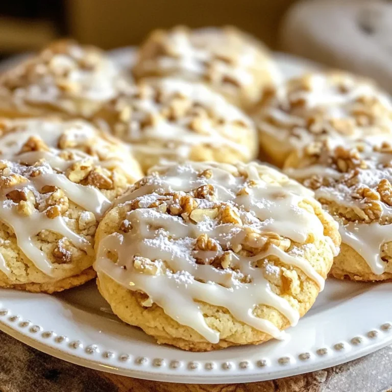 - 1 cup unsalted butter - 1 cup granulated sugar - 1 cup packed brown sugar - 2 large eggs - 1 teaspoon pure vanilla extract - 3 cups all-purpose flour - 1 tablespoon baking powder - 1/2 teaspoon salt - 1 tablespoon ground cinnamon - 1/2 cup chopped walnuts or pecans - 1/2 cup sour cream - 1 cup powdered sugar (for the glaze) - 2 tablespoons milk (for the glaze) These ingredients create a rich and tasty cookie that resembles coffee cake. The butter gives it a soft texture, while the sugars add sweetness. Eggs help bind everything together. Vanilla adds a lovely flavor. The flour provides structure, and baking powder helps the cookies rise. Salt balances sweetness and boosts flavor. Ground cinnamon gives a warm spice note. You can choose walnuts or pecans for that nutty crunch. Sour cream adds moisture and tang. Finally, the glaze of powdered sugar and milk makes these cookies shine. Gather these ingredients, and let’s make something special! {{ingredient_image_2}} 1. First, preheat your oven to 350°F (175°C). This makes sure your cookies bake evenly. While the oven heats, line two baking sheets with parchment paper. This helps keep the cookies from sticking. 2. In a large bowl, use an electric mixer to beat together the softened butter, granulated sugar, and packed brown sugar. Mix until it turns light and fluffy. This should take about 3-4 minutes. 3. Add the eggs one at a time to the butter mixture. Make sure each egg mixes in well before adding the next one. Then, pour in the vanilla extract and mix again. 4. In another bowl, whisk together the all-purpose flour, baking powder, salt, and ground cinnamon. This helps spread the leavening agent and spices evenly. 5. Gradually mix the dry ingredients into the butter mixture. Stir until just combined. Avoid overmixing to keep the cookies tender. 6. Gently fold in the chopped walnuts or pecans and sour cream until the batter is smooth and well combined. 1. Using a cookie scoop or a heaping tablespoon, drop rounded mounds of dough onto the prepared baking sheets. Space them about 2 inches apart. This allows the cookies to spread while baking. 2. Bake the cookies in your preheated oven for 12-15 minutes. Look for light golden brown edges. Once baked, take them out and let them cool on the baking sheets for 5 minutes. Then, move them to a wire rack to cool completely. 3. For the glaze, whisk together the powdered sugar and milk in a small bowl until smooth. Once the cookies are cool, drizzle the glaze over each cookie. Use a spoon or a piping bag for a nicer finish. - To get the best cookie texture, use softened butter. It helps create a light, fluffy mix. - Make sure your eggs and sour cream are at room temperature. This helps the dough mix smoothly. - When mixing, stir until just combined. Overmixing can lead to tough cookies. - For a smooth glaze, whisk powdered sugar and milk well. Avoid lumps for a shiny finish. - Drizzle the glaze using a spoon or piping bag. This helps make your cookies look great. - Try adding a sprinkle of cinnamon or powdered sugar on top for extra flair. Enjoy these cookies with a warm drink! Pro Tips Softened Butter is Key: Ensure your butter is truly softened to room temperature for optimal creaming with sugars, resulting in a light and fluffy cookie texture. Don't Overmix: When combining the dry ingredients with the wet, mix just until incorporated to prevent tough cookies; a few flour streaks are okay! Cooling Time Matters: Allow the cookies to cool on the baking sheet for at least 5 minutes before transferring to a wire rack to avoid breaking and ensure they set properly. Decorative Glaze: For a beautiful finish, use a piping bag to drizzle the glaze over cookies, creating an elegant look that enhances presentation. {{image_4}} Sometimes, you may want to change things up. If you’re not a fan of walnuts, consider using pecans instead. They bring a different crunch and flavor. If you prefer no nuts at all, just leave them out. Your cookies will still taste great! Another easy swap is using Greek yogurt instead of sour cream. It adds a nice creaminess and tang. Plus, it can make your cookies a bit lighter. This change works well without losing any flavor. Want to add a twist? Try adding chocolate chips to the dough. They melt and make each bite super sweet. You can also add dried fruit like cranberries or raisins for a fruity touch. This makes your cookies chewy and fun. For those who like a bit of spice, think about using nutmeg alongside cinnamon. A pinch of cardamom can also add a unique flavor. Just be careful; a little goes a long way. Experiment and find what you love! To keep your Gilmore Girls Coffee Cake Cookies fresh, use an airtight container. This helps keep them soft and tasty. Place a piece of parchment paper between layers to avoid sticking. Store them at room temperature for up to one week. If you want to keep them longer, consider freezing. You can freeze these cookies for later use. First, let them cool completely. Place them in a single layer on a baking sheet. Freeze for about one hour until solid. Once frozen, transfer the cookies to a freezer bag or airtight container. They can last up to three months in the freezer. To enjoy your frozen cookies, take them out and let them thaw at room temperature. This usually takes about 30 minutes. If you want a warm treat, pop them in the oven at 350°F (175°C) for a few minutes. Enjoy a fresh-tasting cookie anytime! To make cookies soft and chewy, use room temperature butter. This helps blend the butter and sugars well. Avoid overmixing the dough. Overmixing can make cookies tough. Also, take them out of the oven when the edges are golden but the center is still soft. Let them cool on the baking sheet before moving them. Yes, you can use whole wheat flour. It adds a nutty flavor and makes the cookies a bit denser. If you choose to swap all-purpose flour with whole wheat, use a 1:1 ratio. The cookies may need an extra minute or two to bake, so keep an eye on them. Serve these cookies warm for the best taste. You can arrange them on a pretty platter. Add a light dusting of powdered sugar for a nice touch. Pair them with a cup of coffee or tea for a cozy snack. They also make a great treat for gatherings or a fun movie night! To make these cookies gluten-free, swap the all-purpose flour for a gluten-free blend. Look for a blend that includes xanthan gum, which helps with texture. You might also need to adjust the liquid slightly. Mix carefully to keep the right dough consistency, and bake as usual. This blog post guides you through making yummy Gilmore Girls Coffee Cake Cookies. We highlighted key ingredients, detailed steps, and helpful tips. You learned how to bake and store cookies perfectly. Remember to try variations for fun flavors! With these tricks, you can impress anyone with your baking skills. Enjoy your delicious cookies and share them with friends and family!